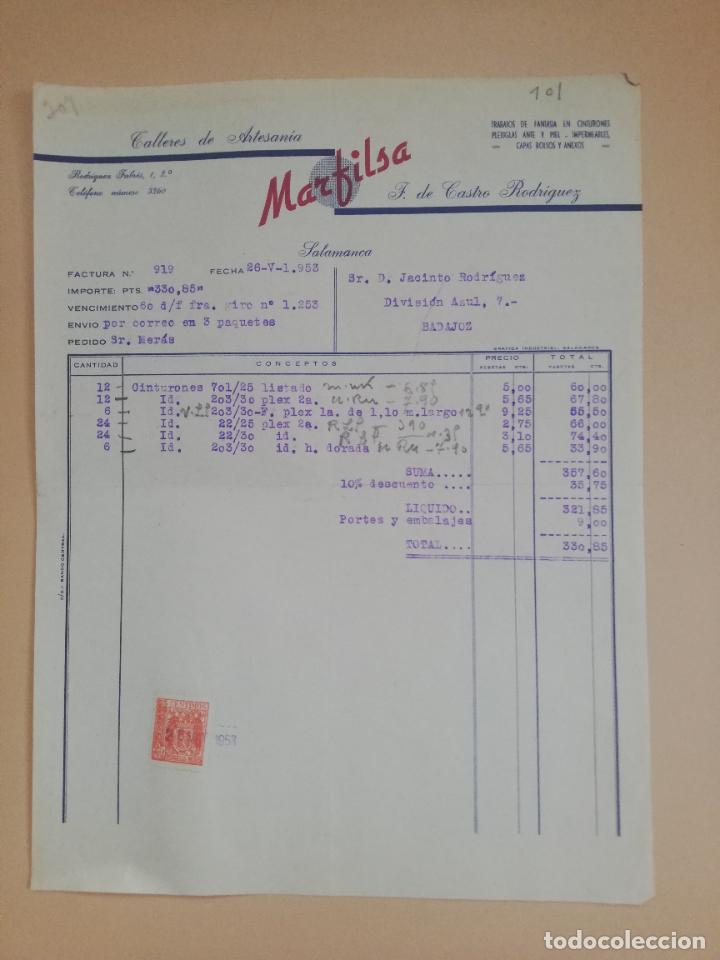 Fatture antiche: FACTURA. TALLERES DE ARTESANIA MARFILSA. SALAMANCA, 1953.