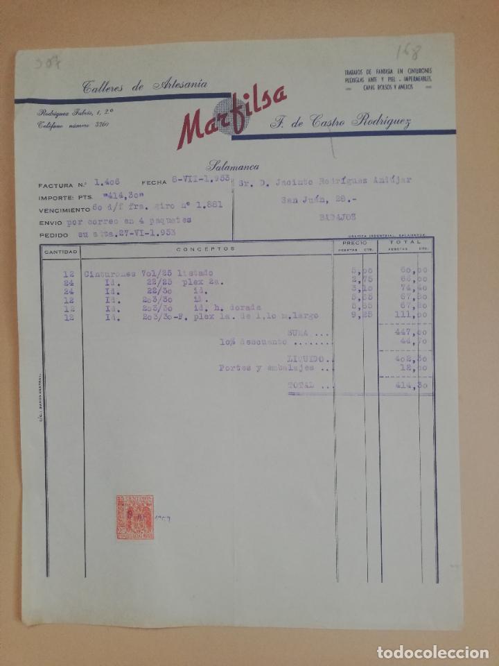 Fatture antiche: FACTURA. TALLERES DE ARTESANIA MARFILSA. SALAMANCA, 1953.