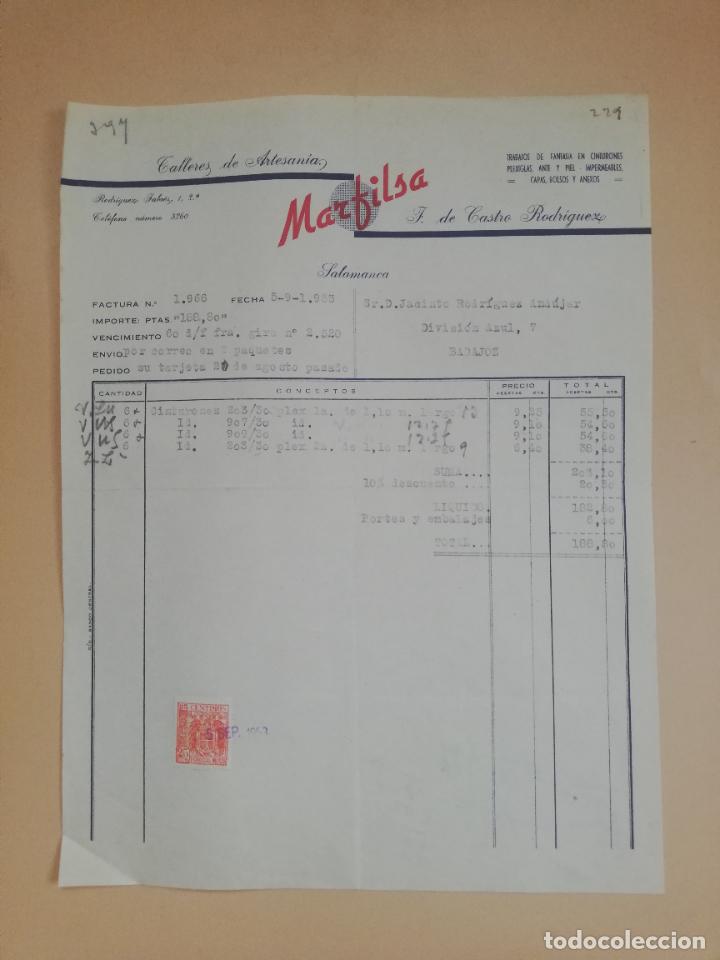 Fatture antiche: FACTURA. TALLERES DE ARTESANIA MARFILSA. SALAMANCA, 1953.