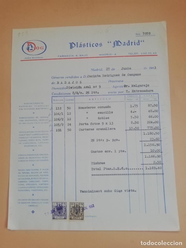 Facturas antiguas: FACTURA. DOG. PLASTICOS &rdquo; MADRID &rdquo;. MADRID, 1963.