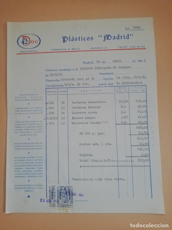 Facturas antiguas: FACTURA. DOG. PLASTICOS &rdquo; MADRID &rdquo;. MADRID, 1963.