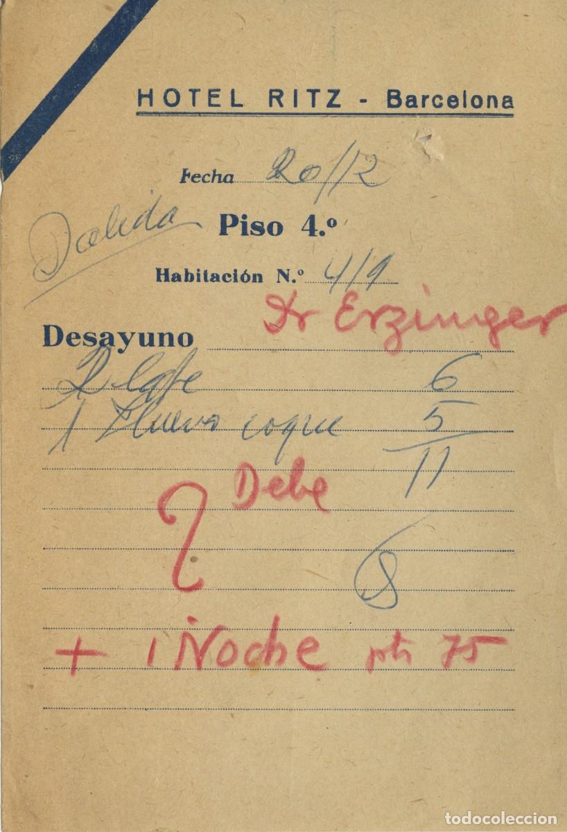 Alte Rechnungen: HOTEL RITZ BARCELONA - NOTA DE CARGO . A&Ntilde;OS 40