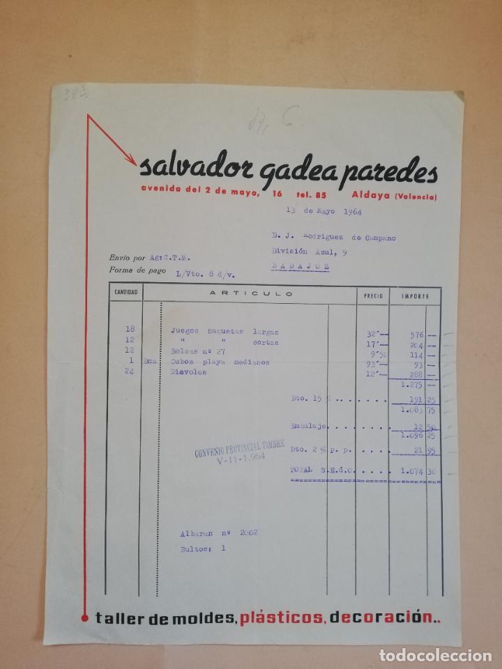 Old Invoices: FACTURA. SALVADOR GADEA PAREDES. ALDAYA, VALENCIA, 1964.