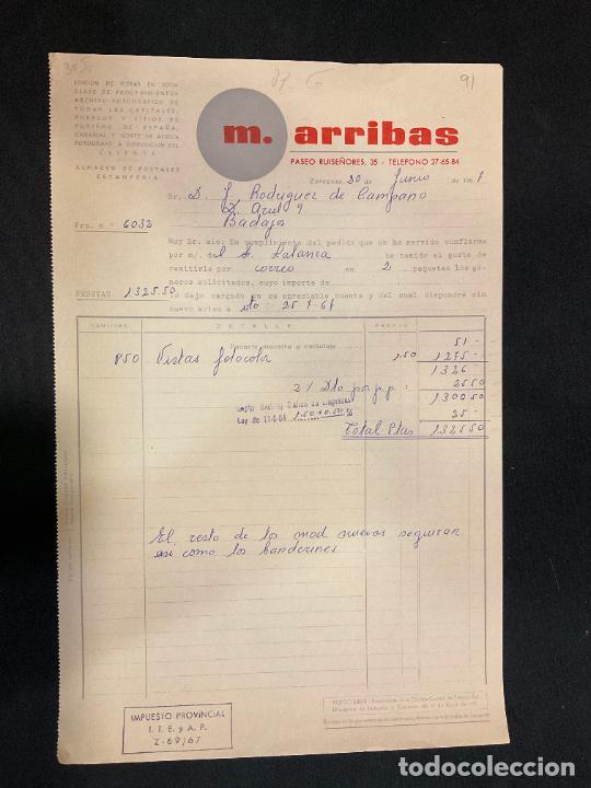 Factures anciennes: FACTURA. M. ARRIBAS. ZARAGOZA 1967. TARJETAS POSTALES. ESTAMPERIA.