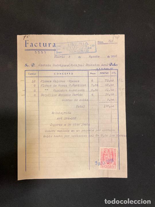 Factures anciennes: FACTURA. IBERIA ESTUDIOS MADRID 1956. PLUMAS COLORES. BOQUILLAS.