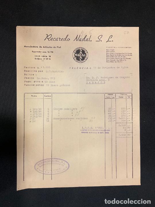 Factures anciennes: FACTURA. RECAREDO NADAL. ARTICULOS DE PIEL. VALENCIA 1964