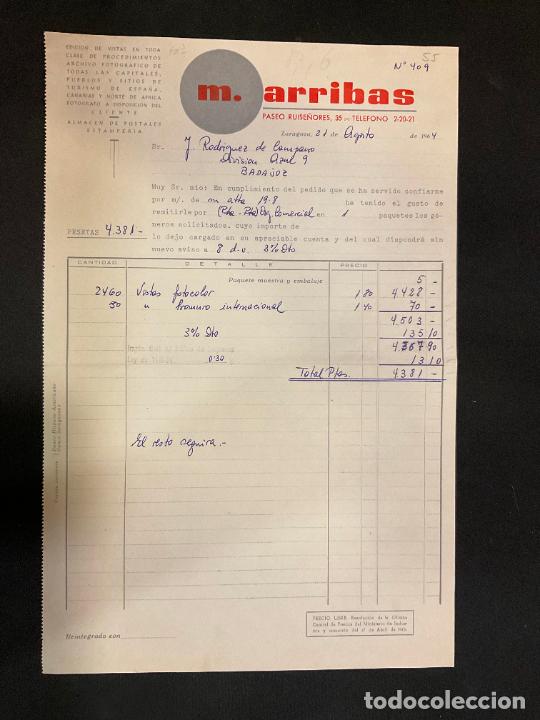 Factures anciennes: FACTURA. M. ARRIBAS. ZARAGOZA 1964. TARJETAS POSTALES. ESTAMPERIA.