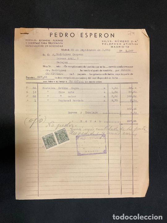 Old Invoices: FACTURA. PEDRO ESPERON. MADRID 1960. POSTALES ESTAMPAS ALBUMES.