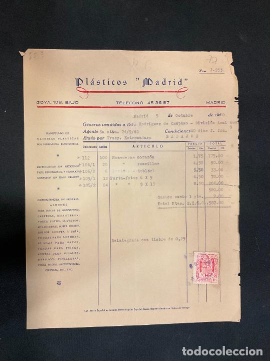 Old Invoices: FACTURA. PLASTICOS MADRID. 1960. MANIPULADO DE MATERIAS PLASTICAS POR SOLDADURA ELECTRONICA