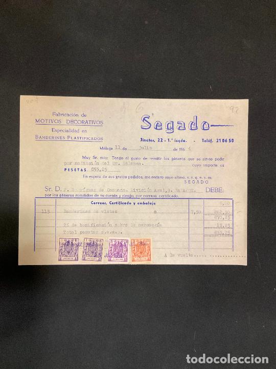 Old Invoices: FACTURA. SEGADO. FABRICACION DE MOTIVOS DECORATIVOS. MALAGA 1964