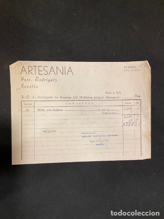 Old Invoices: FACTURA. ARTESANIA HERMANOS RODRIGUEZ. SEVILLA 1964. NANA CON MU&Ntilde;ECO