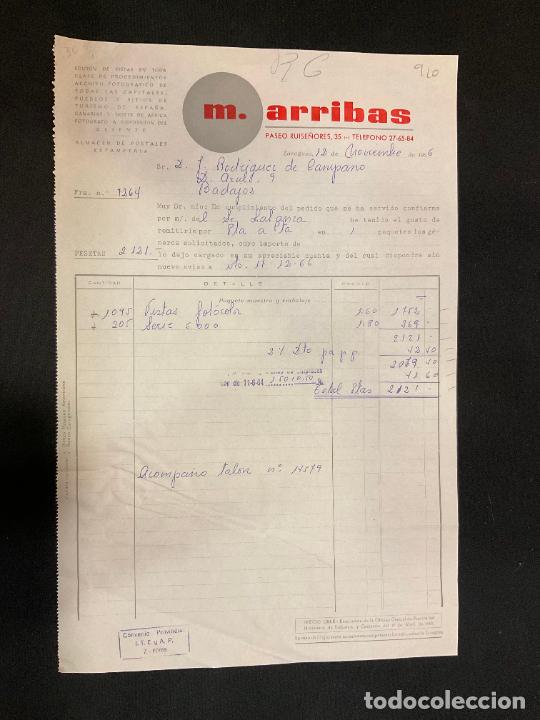 Factures anciennes: FACTURA. M. ARRIBAS. ZARAGOZA 1966. TARJETAS POSTALES. ESTAMPERIA.