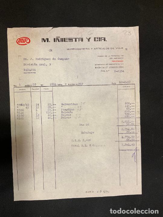 Factures anciennes: FACTURA. M. I&Ntilde;IESTA Y CIA. MIK. MANUFACTURA GENERAL DE MARROQUINERIA. HOSPITALET BARCELONA 1967
