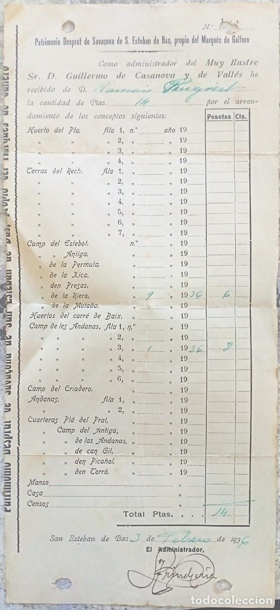 Factures anciennes: 1936/39 3 liquidaciones de rentas del Marquesado de Galtero y de Dos-Aguas y Vizcondado de B&eacute;tera
