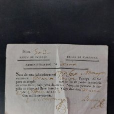 Facturas antiguas: FACTURA - RENTA DE SALINAS - 1818 - DENIA