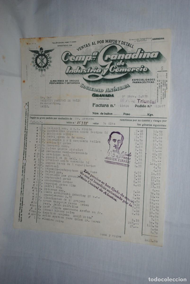 Factures anciennes: COMPA&Ntilde;IA GRANADINA DE INDUSTRIA Y COMERCIO 1938
