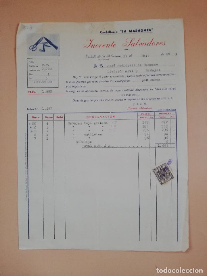 Factures anciennes: FACTURA. CUCHILLERIA LA MARAGATA. INOCENTE SALVADORES. CASTRILLO DE LOS POLVAZARES, ASTORGA. 1963.