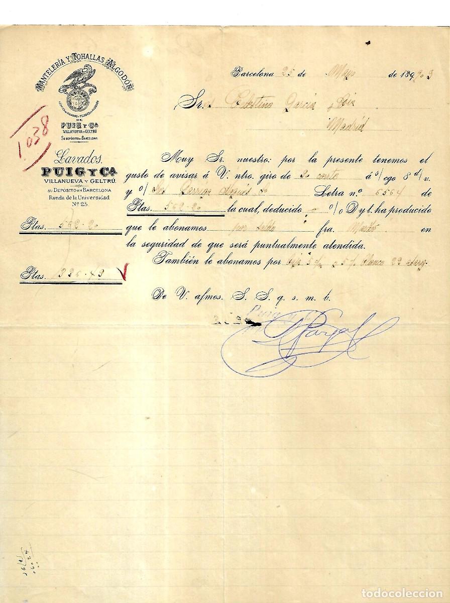 Factures anciennes: M250- BARCELONA 1.903 - PUIG Y Cia- MANTELERIAS Y THOALLAS ALGODON DEL 22- 3 - 1.903