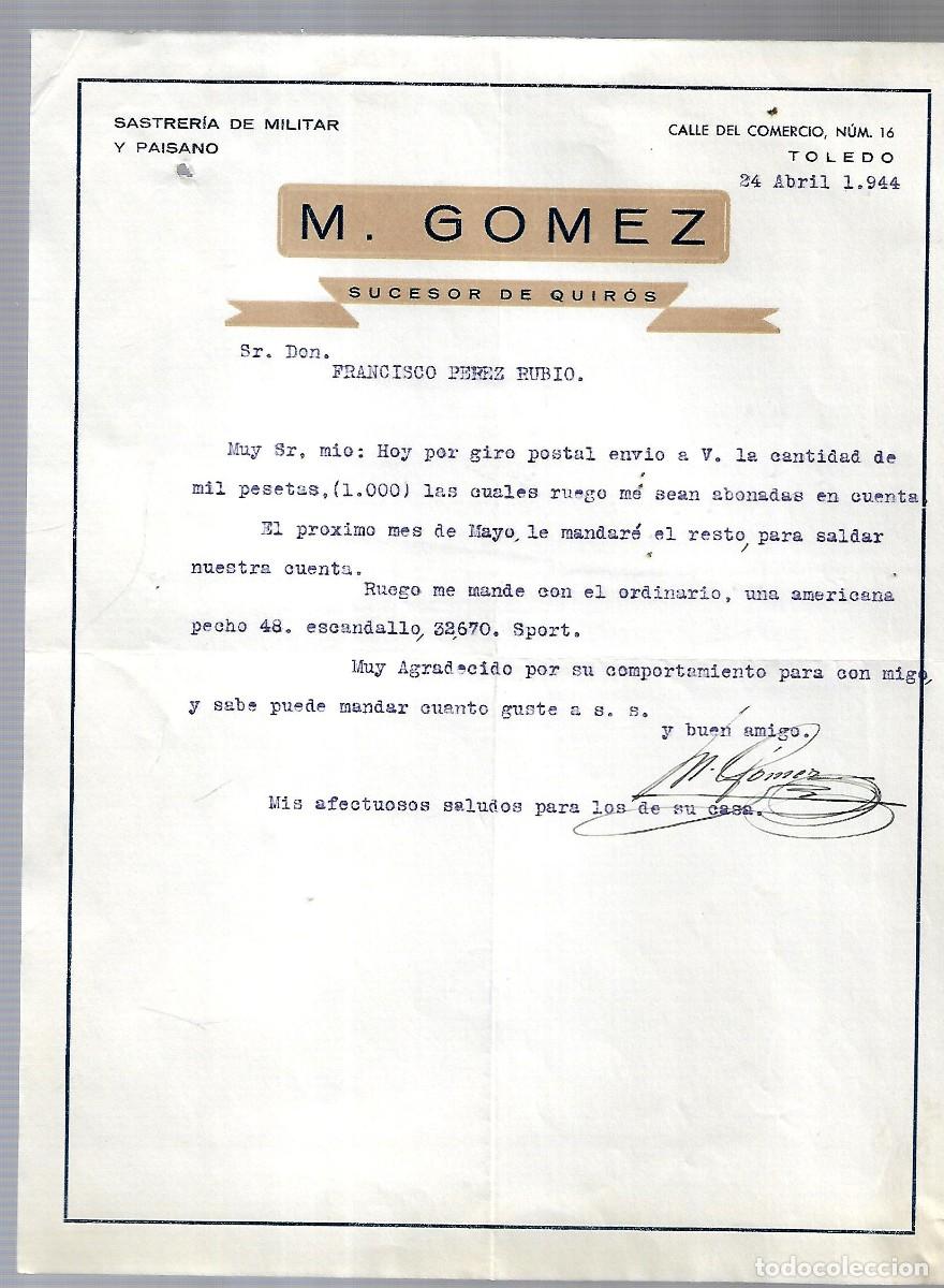 Factures anciennes: M250- TOLEDO 1.944 - GUILLERMO QUIROS FABRICA MILIYTAR TOLEDO DEL -24- 4- 1.944