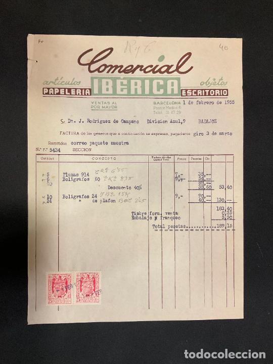 Factures anciennes: FACTURA. COMERCIAL IBERICA. PAPELERIA. ESCRITORIO. BARCELONA 1955