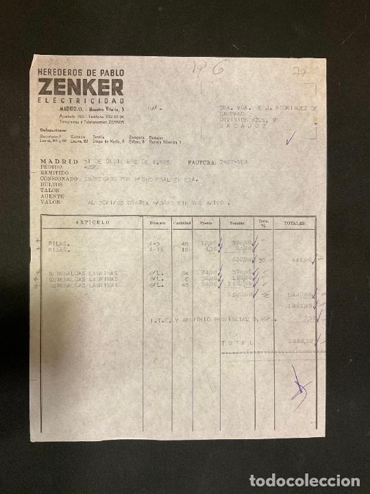 Factures anciennes: FACTURA. HEREDEROS DE PABLO ZENKER. ELECTRICIDAD. MADRID 1965. ZENKER