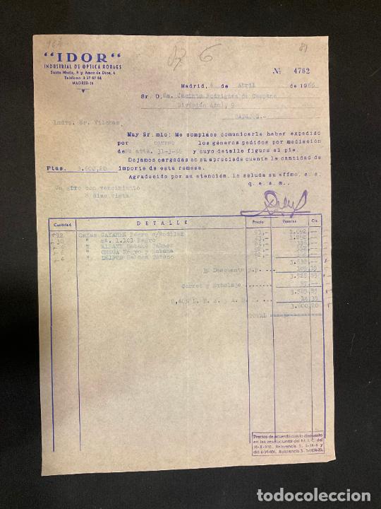 Factures anciennes: FACTURA. IDOR. INDUSTRIAL DE OPTICA ROBLES. MADRID 1966
