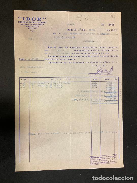 Factures anciennes: FACTURA. IDOR. INDUSTRIAL DE OPTICA ROBLES. MADRID 1966