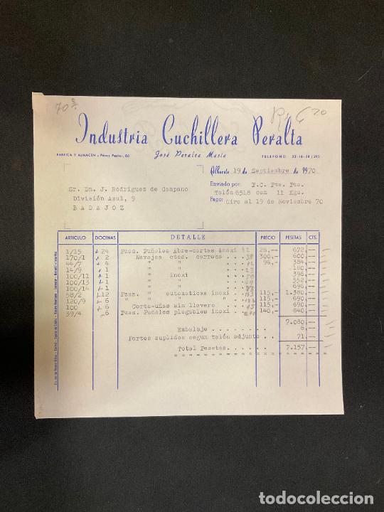Factures anciennes: FACTURA. INDUSTRIA CUCHILLERIA PERALTA. ALBACETE 1970