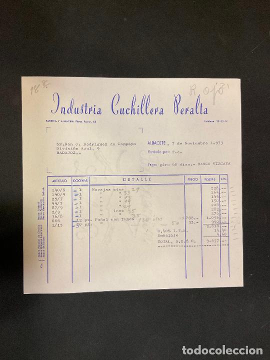 Factures anciennes: FACTURA. INDUSTRIA CUCHILLERIA PERALTA. ALBACETE 1973