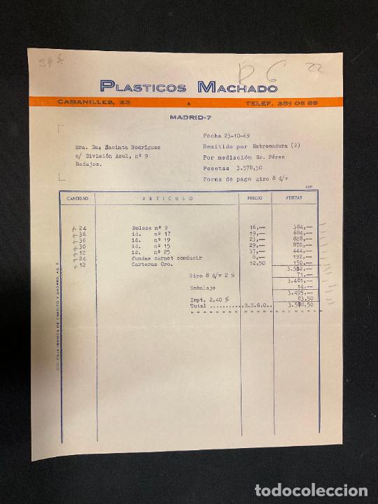 Factures anciennes: FACTURA. PLASTICOS MACHADO. MADRID 1969.