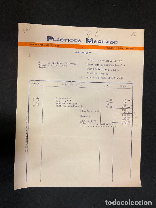 Alte Rechnungen: FACTURA. PLASTICOS MACHADO. MADRID 1969.