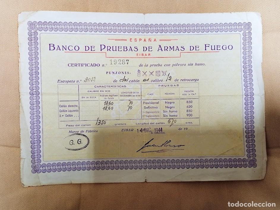 Old Invoices: BANCO DE PRUEBAS DE ARMAS DE FUEGO / EIBAR / 14 DICIEMBRE 1944