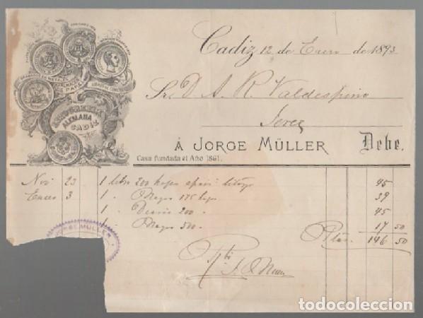 Old Invoices: FACTURA JORGE MULLER (C&Aacute;DIZ ENERO 1893) FACTURA-348