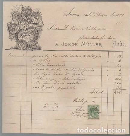 Old Invoices: FACTURA JORGE MULLER (JEREZ 14 MARZO 1889) FACTURA-349