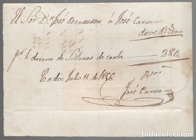 Old Invoices: FACTURA SILLONES DE CAOBA JOS&Eacute; CARMONA (C&Aacute;DIZ 11 JULIO 1856) FACTURA-351