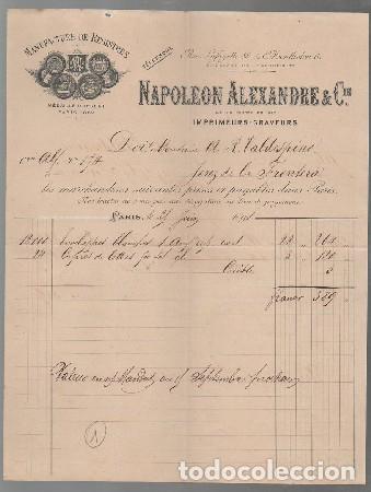 Old Invoices: FACTURA NAPOLE&Oacute;N ALEXANDRE & CIE (PAR&Iacute;S 21 JUNIO 1891) FACTURA-355