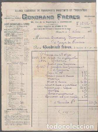 Old Invoices: FACTURA GONDRAND FRERES (MARSELLE 5 ABRIL 1897) FACTURA-357