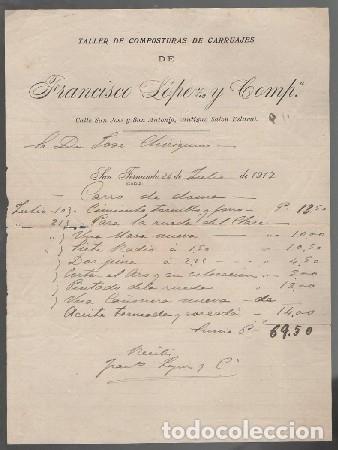 Old Invoices: FACTURA TALLER DE COMPOSTURAS DE CARRUAJES FRANCISCO LOPEZ Y C&Iacute;A (JULIO 1917) FACTURA-362