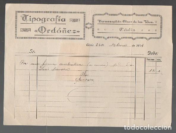 Old Invoices: FACTURA TIPOGRAF&Iacute;A ORDO&Ntilde;EZ (C&Aacute;DIZ 24 FEBRERO 1934) FACTURA-378