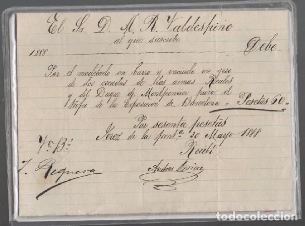 Old Invoices: FACTURA BARCELONA 1888 SR. D. AR. VALDESPINO FACTURA-380