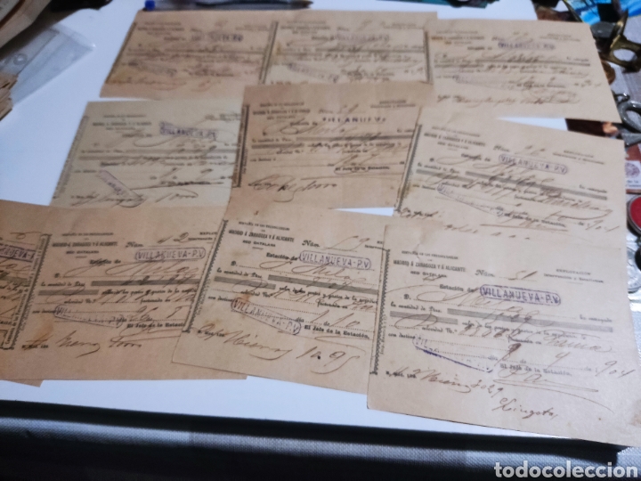 Old Invoices: 10 recibos antiguos compa&ntilde;&iacute;a de ferrocarriles de Madrid, Zaragoza y Alicante a&ntilde;o 1904