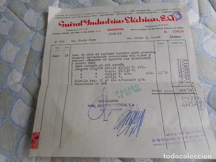 Old Invoices: ANTIGUA FACTURA GUIRAL INDUSTRIAS ELECTRICAS S.A ZARAGOZA 1959