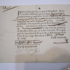 Facturas antiguas: RECIBO CAXA--- PAGO ALOJAMIENTO Y UTENSILIOS---1766 BARCELONA