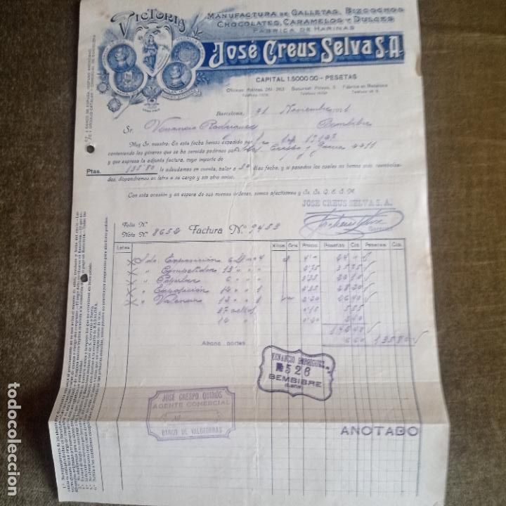 Facturas antiguas: FACTURA COMERCIAL FABRICA DE GALLETAS Y DULCES VICTORIA