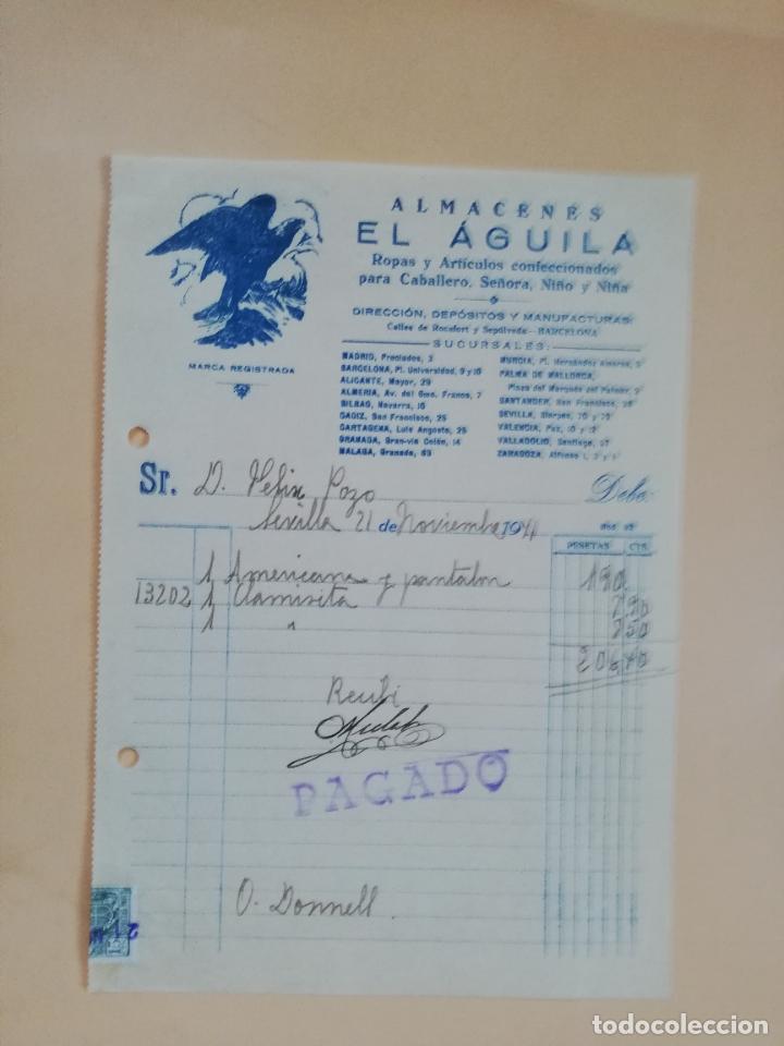 Factures anciennes: FACTURA. ALMACENES EL AGUILA. SEVILLA, 1941.