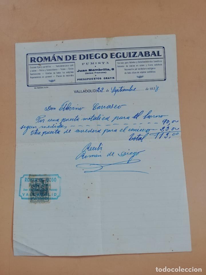Factures anciennes: FACTURA. FUMISTA. ROMAN DE DIEGO EGUIZABAL. VALLADOLID, 1938.