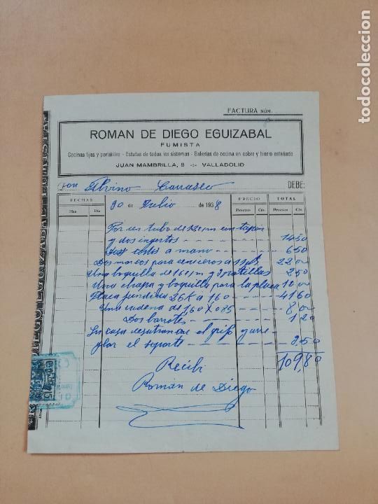 Factures anciennes: FACTURA. FUMISTA. ROMAN DE DIEGO EGUIZABAL. VALLADOLID, 1938.