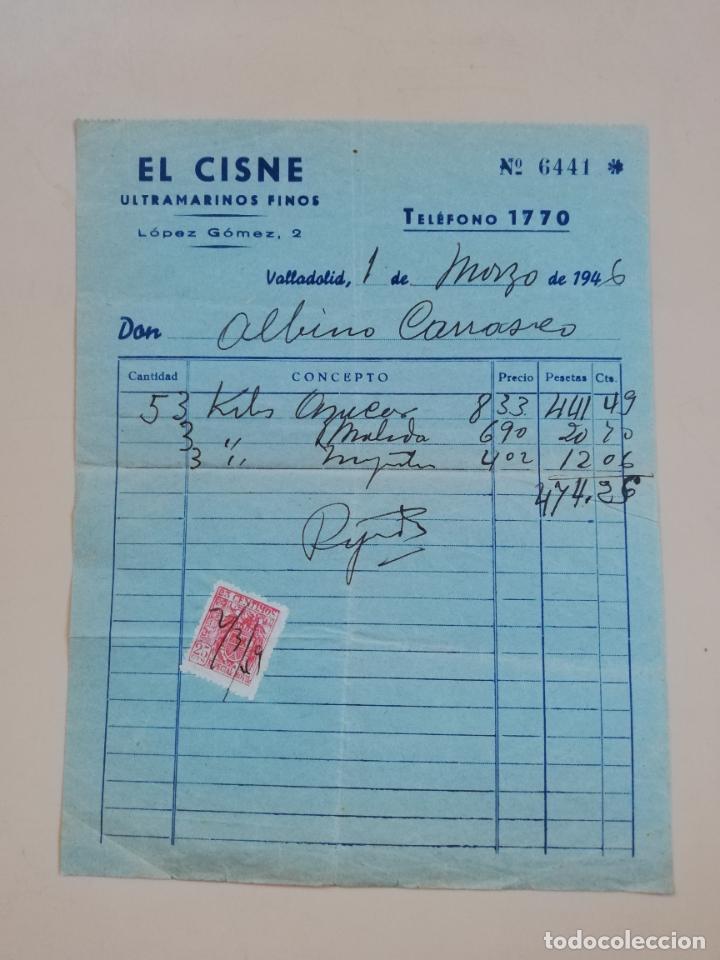 Factures anciennes: FACTURA. ULTRAMARINOS FINOS. EL CISNE. VALLADOLID, 1946.