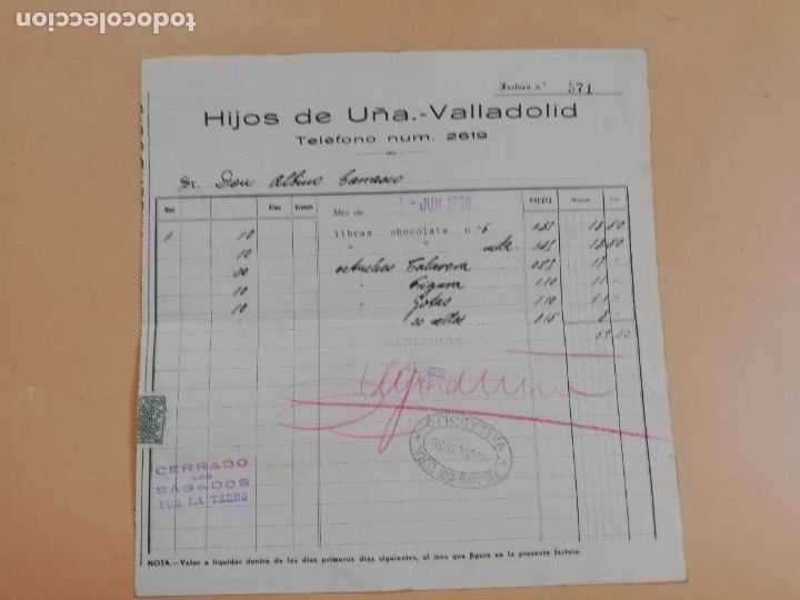 Factures anciennes: FACTURA. HIJOS DE U&Ntilde;A. VALLADOLID, 1938.