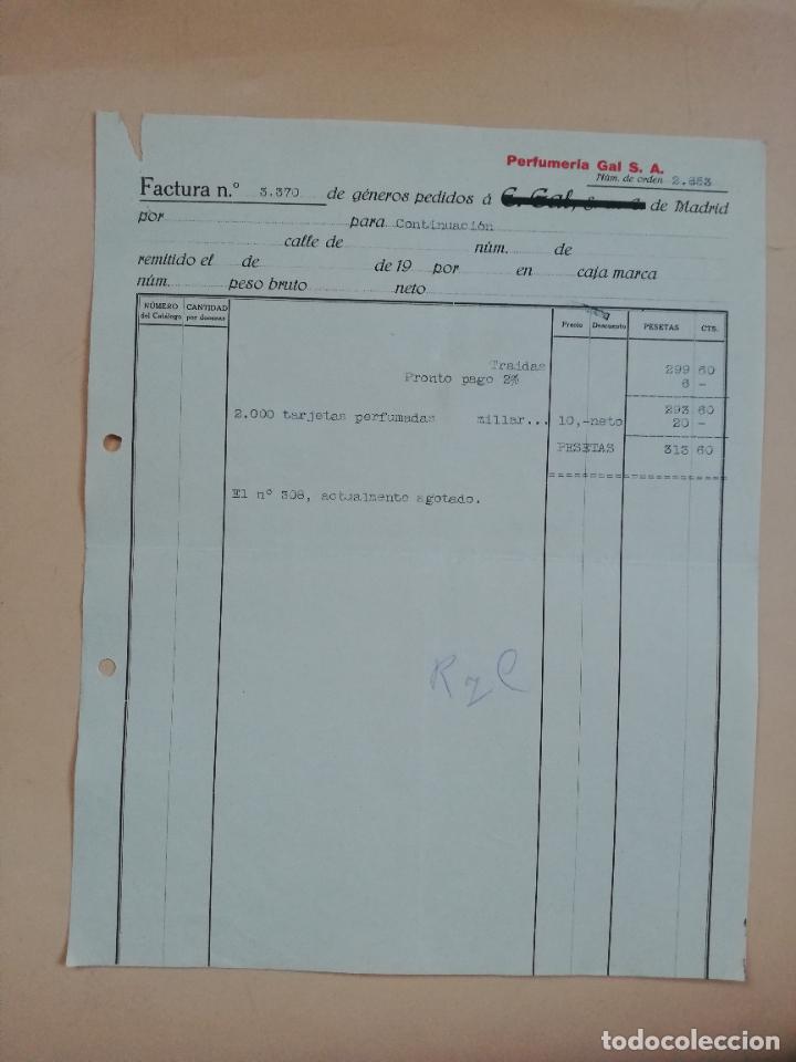 Factures anciennes: FACTURA. PERFUMERIA GAL, S.A. MADRID, 1921.